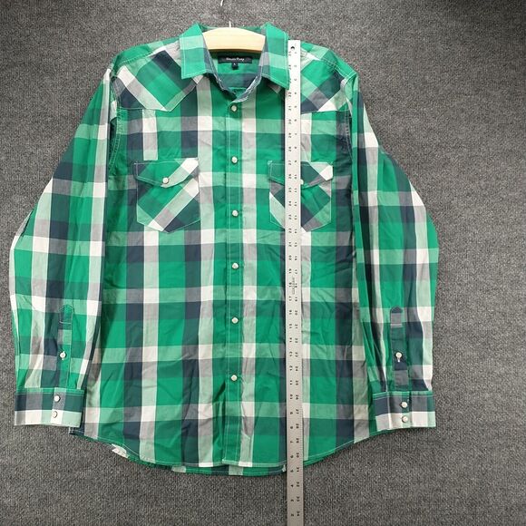 Double Pump Mens Pearl Snap Shirt Multi Large Plaid Long Sleeve Pockets Cotton - Picture 10 of 12